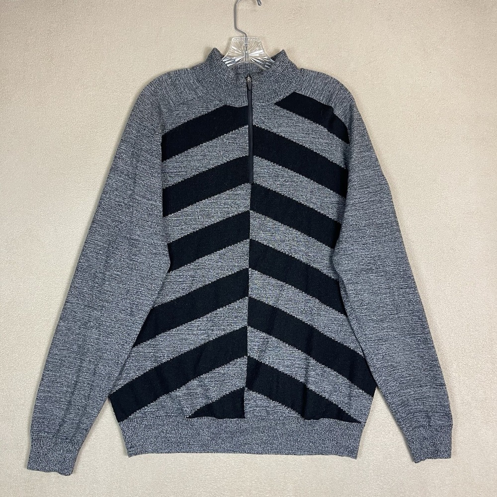 Nike Golf Sweater Mens XL Tour Performance Grey Black Chevron 1/4 Zip EUC